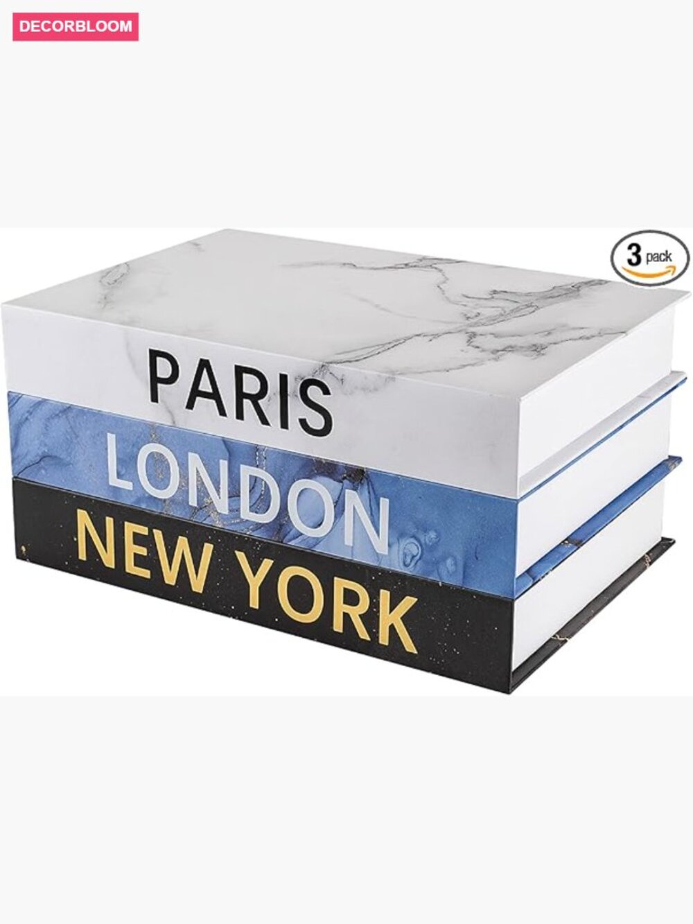 Set of 3 Faux Books Decorative Storage Boxes with Magnetic Closure for Coffee